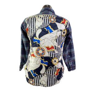 Pendleton Wool Plaid Button Down Shirt W/ Quilted Silk Nautical Back Medium